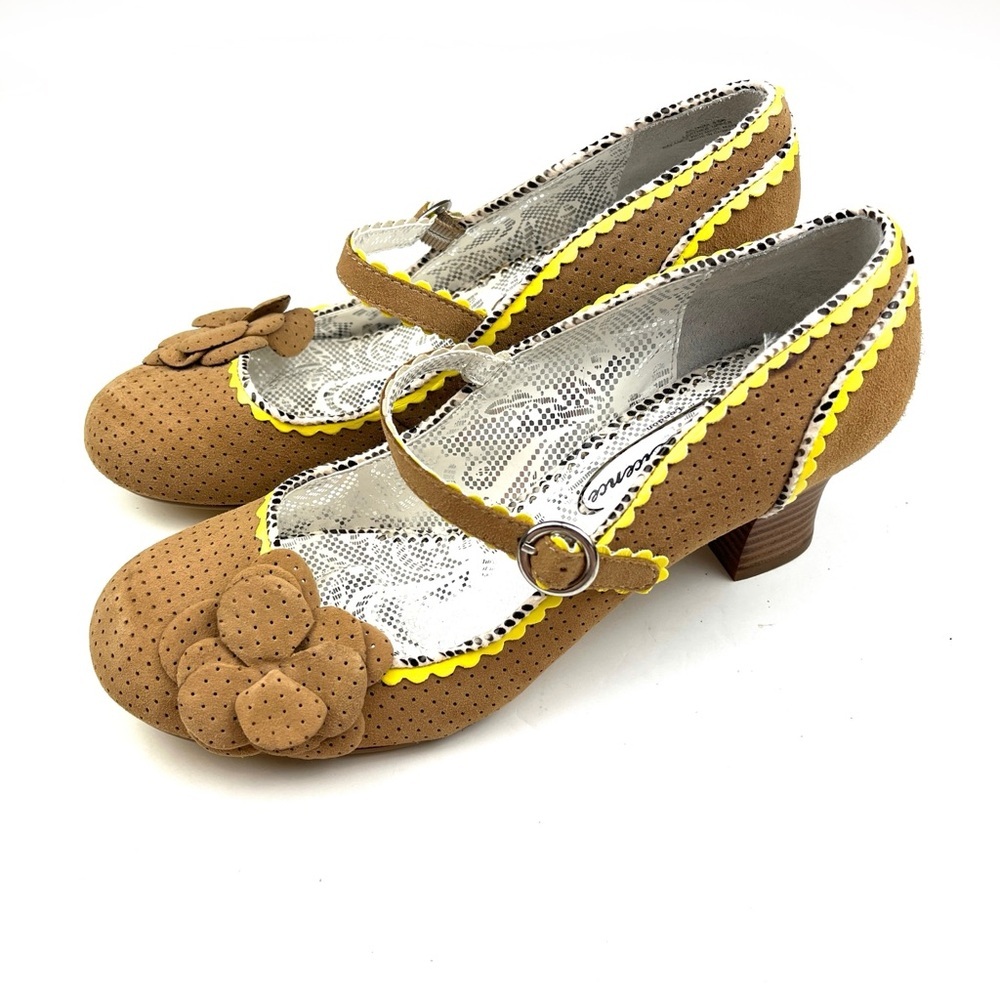 New Poetic License Agenda Retro Round Toe Mary Jane Heels Tan Suede size 8.5 - Picture 3 of 9